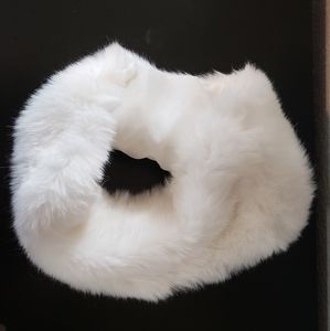 White faux fur infinity scarf